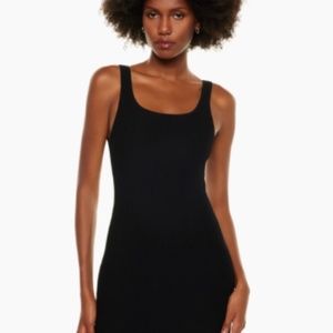 Babaton Sculpt Knit Squareneck Mini Dress Black M